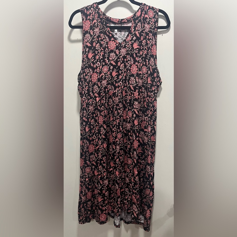 Maurices Black and Pink Floral Tank Dress